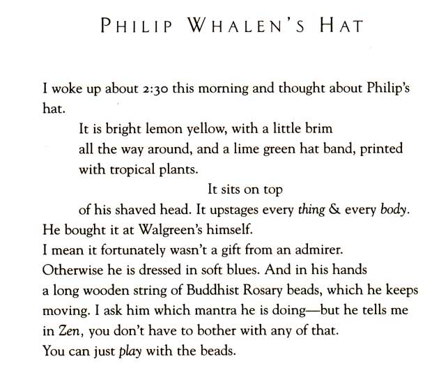 Philip Whalen's Hat by Joanne Kyger